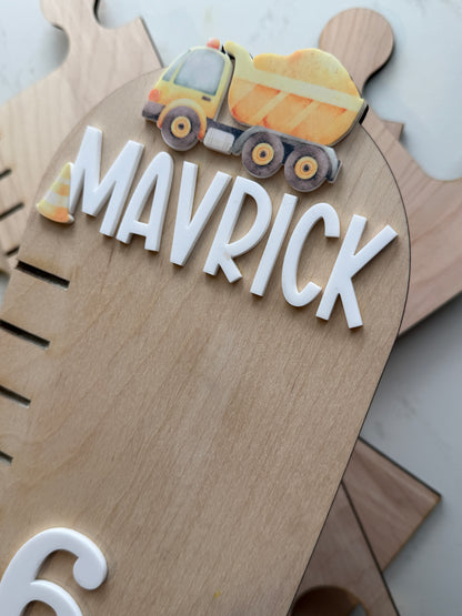 Dump Truck Puzzle Style Growth Chart