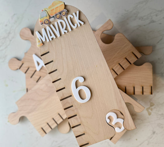 Dump Truck Puzzle Style Growth Chart
