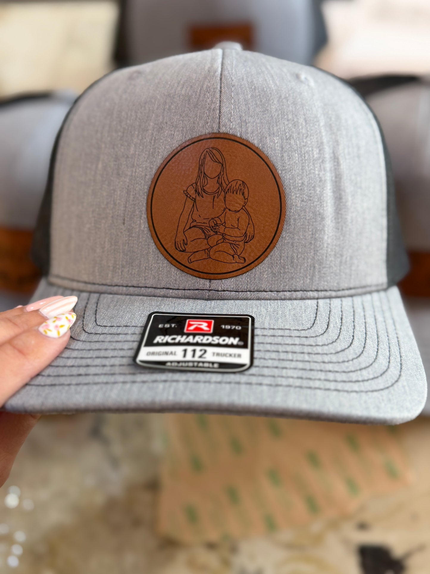Family Photo faceless Hand drawn Patched Hats