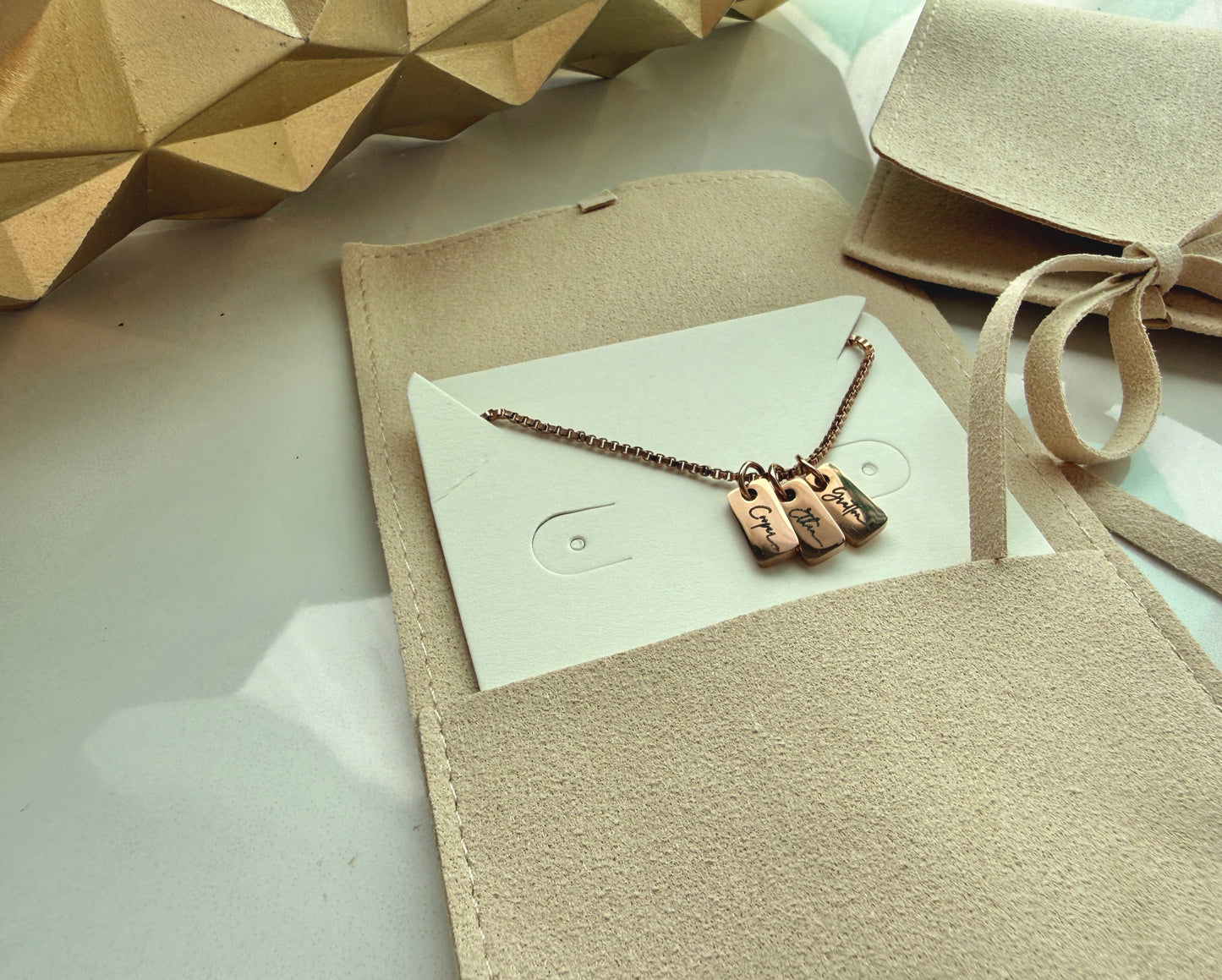 Dainty Mini Trio Tags Necklace