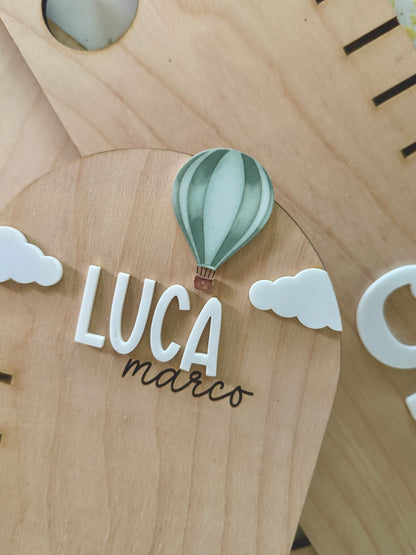 Hot Air Balloon Puzzle Style Growth Chart