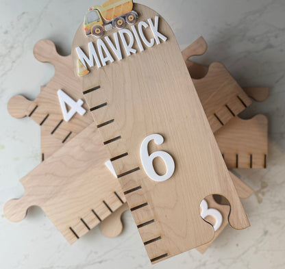 Dump Truck Puzzle Style Growth Chart