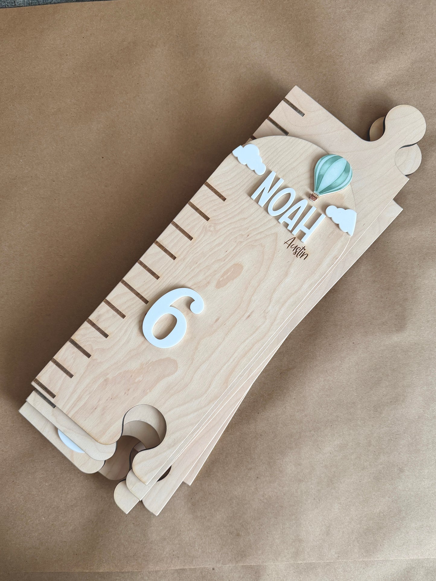 Hot Air Balloon Puzzle Style Growth Chart
