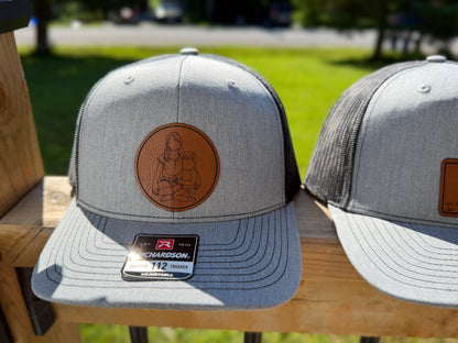 Family Photo faceless Hand drawn Patched Hats